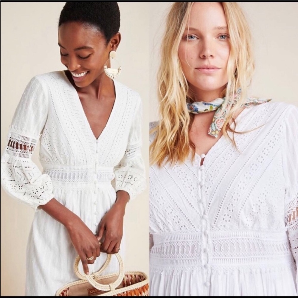 Anthropologie White Midi Dress